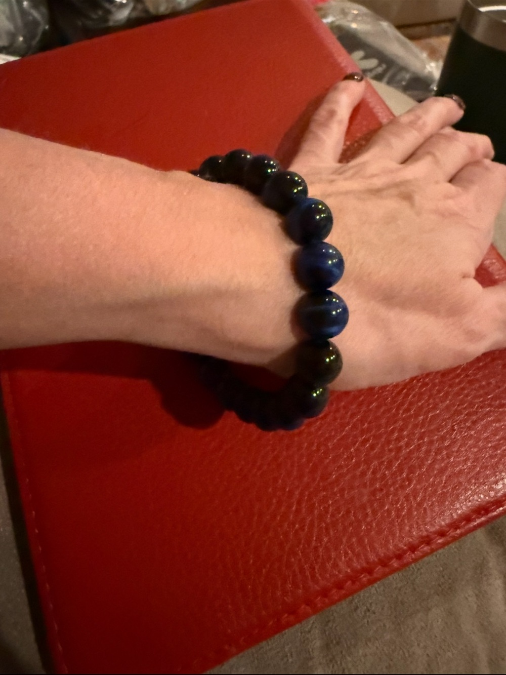 Men's Blue Beaded Stretch Bracelet - Classic Accessory